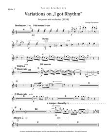 Variations on 'I got Rhythm' for piano and orchestra (Original version) (Set of parts) 