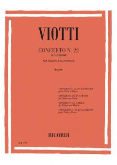 Concerto No. 22 In A Minor Violin With Piano Reduction 