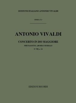 Concerto C Major Bassoon Strings Continuo RV479 Score Fviii#26 T272 