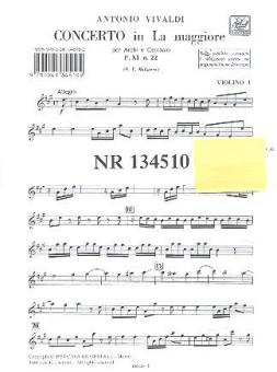 Concerto A Major Strings And Continuo RV160 Set Of Parts FXI#22 T184 