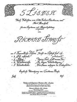 Five Songs to Poems by Otto Julius Bierbaum und Karl Henckell Op. 48/3 