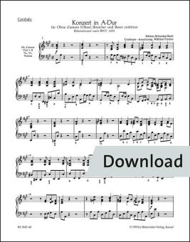 Konzert für Oboe d'amore (Oboe), Streicher und Basso continuo A-Dur Download