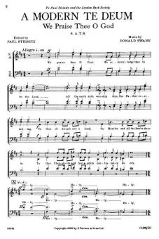 Swann, D A Modern Te Deum SATB/Piano 