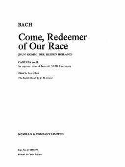 Come Redeemer of Our Race 