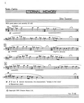 Eternal Memory - Solo Cello Part 