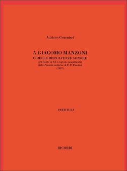 A Giacomo Manzoni O Delle Dissolvenze Sonore per F 