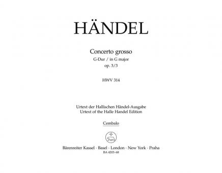 Concerto grosso G-Dur op. 3/3 HWV 314 