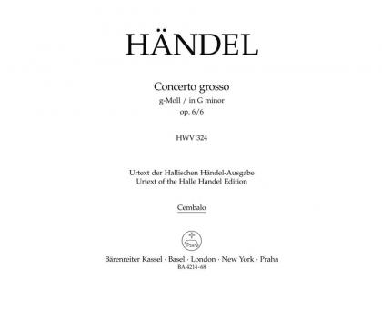 Concerto grosso g-Moll op. 6/6 HWV 324 