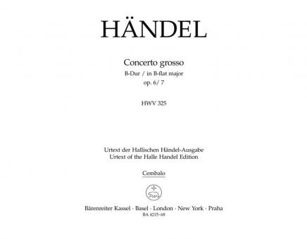 Concerto grosso B-Dur op. 6/7 HWV 325 
