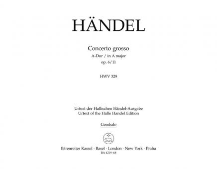 Concerto grosso A-Dur op. 6/11 HWV 329 