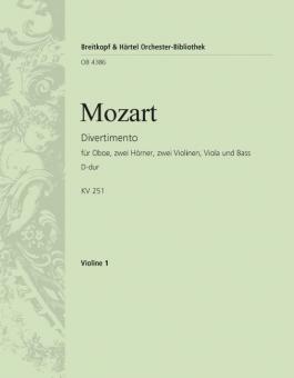 Divertimento D-Dur KV 251 "Nannerl-Septett" für Oboe, 2 Hörner, 2 Violinen, Viola und Bass 