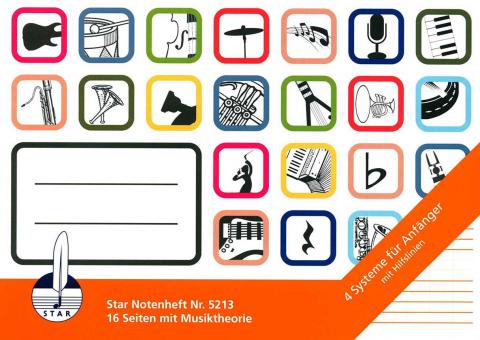 Notenheft Din A5 quer 4 Systeme 16 Seiten m. 