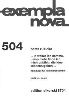 ... je weiter ich komme, umso mehr finde ich mich unfähig, die Idee wiederzugeben … 