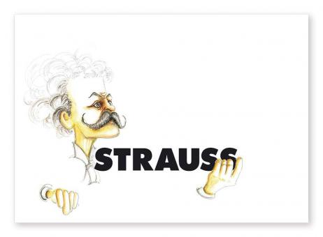 Postkarte Strauss Karikatur (10 Stück) 