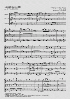 Zwei Divertimenti für 3 Querflöten von Wolfgang Amadeus Mozart im Alle Noten Shop kaufen (Einzelstimme) - CV17096-23