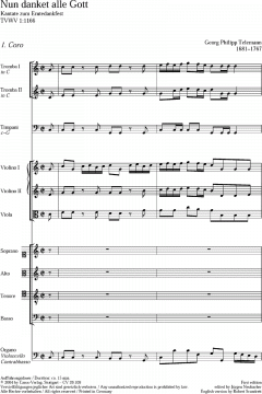 Nun danket alle Gott TVWV 1:1166 von Georg Philipp Telemann (Download) 