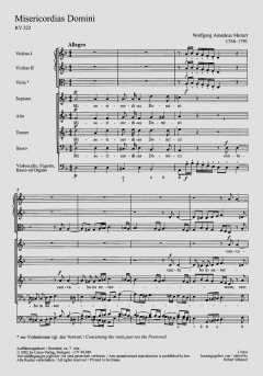 Misericordias Domini KV 222 (205a) von Wolfgang Amadeus Mozart (Download) 