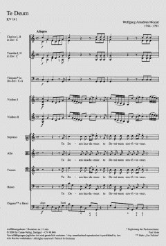 Te Deum KV141 von Wolfgang Amadeus Mozart (Download) 