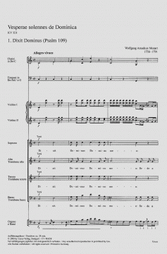 Vesperae solennes de Dominica KV321 von Wolfgang Amadeus Mozart (Download) 