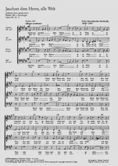 Jauchzet dem Herrn (Psalm 100) von Felix Mendelssohn Bartholdy (Download) 