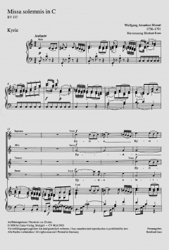 Missa solemnis in C-Dur KV337 von Wolfgang Amadeus Mozart 