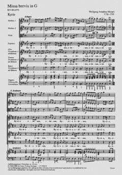 Missa brevis in G-Dur KV49 von Wolfgang Amadeus Mozart (Download) 