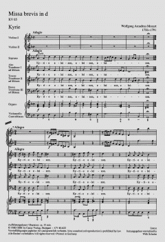 Missa brevis in d KV 65 (61a) von Wolfgang Amadeus Mozart (Download) 