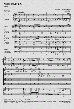 Missa brevis in G-Dur KV140 von Wolfgang Amadeus Mozart (Download) 