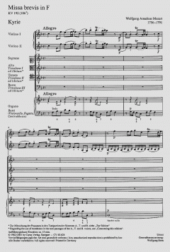 Missa brevis in F KV 192 (186f) von Wolfgang Amadeus Mozart (Download) 