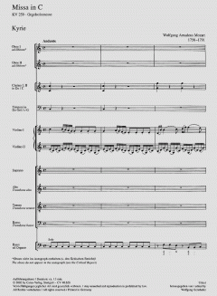 Missa in C KV 259 von Wolfgang Amadeus Mozart (Download) 