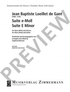 Suite e-Moll von Jean Baptiste Loeillet de Gant (Download) 