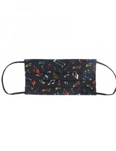 Gesichtsmaske mit Musik - Design 18: Noten schwarz/bunt 