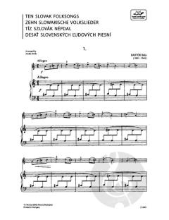 Ten Slovak Folksongs von Béla Bartók 