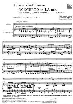 Concerto For Bassoon In A Minor With Keyboard Reduction RV498 (Antonio Vivaldi) 