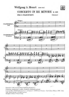 Concerto D Minor Nr. 20 KV 466 von Wolfgang Amadeus Mozart für 2 Klaviere im Alle Noten Shop kaufen