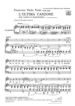 L'ultima Canzone Medium Voice Piano Italian Mezzo Soprano Or Baritone von Francesco Paolo Tosti 