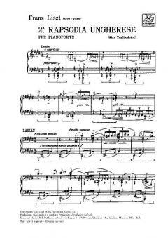 Rapsodie Ungheresi No.2 Piano Hungarian Rhapsodie von Franz Liszt 