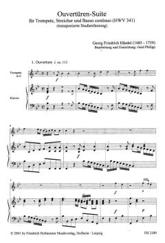 Ouvertüren-Suite HWV 341 von Georg Friedrich Händel für Trompete, Streicher und B. c. - transponierte Studienfassung im Alle Noten Shop kaufen