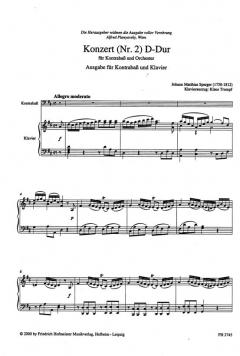 Konzert (Nr. 2) D-Dur für Kontrabass und Orchester von Johann Matthias Sperger im Alle Noten Shop kaufen