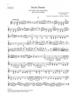 6 Duette von Ignaz Pleyel für Violine und Violoncello oder 2 Violinen im Alle Noten Shop kaufen
