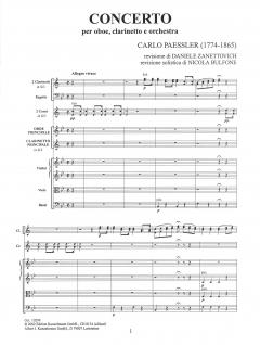 Konzert für Oboe, Klarinette (2 Klarinetten) und Orchester von Carlo Pässler im Alle Noten Shop kaufen (Partitur)