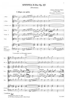 Sinfonie D-Dur op. 3/1 von Johann Christian Bach 