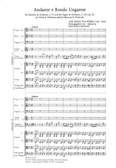 Andante e Rondo Ungarese von Carl Maria von Weber für Viola oder Fagott und Orchester (Ausgabe der 2 Versionen von Weber) im Alle Noten Shop kaufen