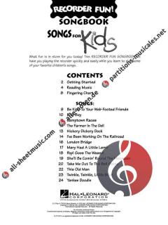 Songs For Kids Book Only For Recorder 