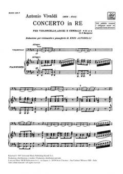 Concerto D Major Violoncello With Piano Reduction RV403 FIII#16 T235 von Antonio Vivaldi im Alle Noten Shop kaufen