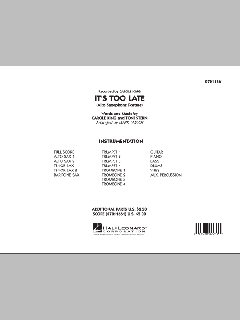 It's Too Late (Alto Sax Feature) von Carole King (Download) 