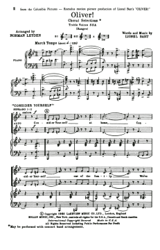 Oliver Choral Selections (Lionel Bart) 