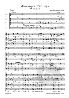 Missa longa C-Dur KV 262 (246a) von Wolfgang Amadeus Mozart (Download) 