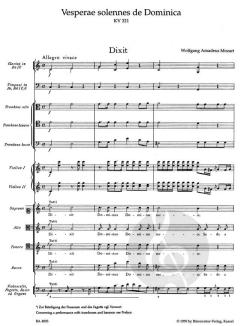 Vesperae solennes de Dominica KV 321 von Wolfgang Amadeus Mozart (Download) 