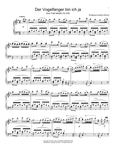 Der Vogelfanger Bin Ich Ja (The Magic Flute) von Wolfgang Amadeus Mozart (Download) 